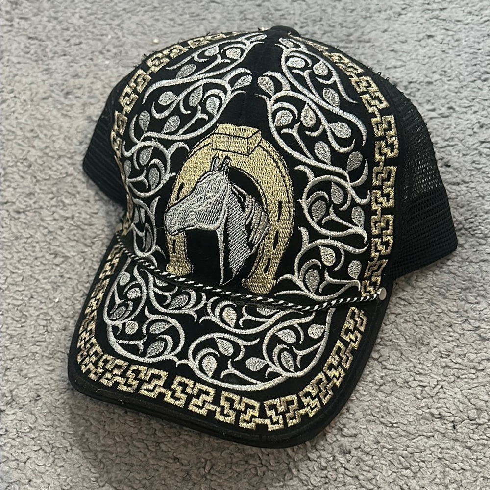 Black and Gold Embroidered Cap